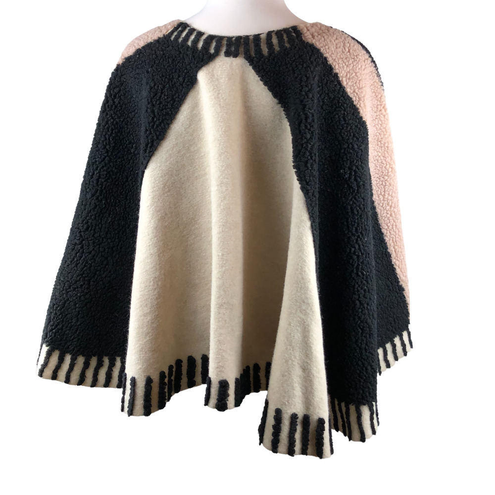NWT Maeve Anthropologie Dusk & Dawn Capelet Sherpa Colorblock Textured Cape Boho - Picture 10 of 12